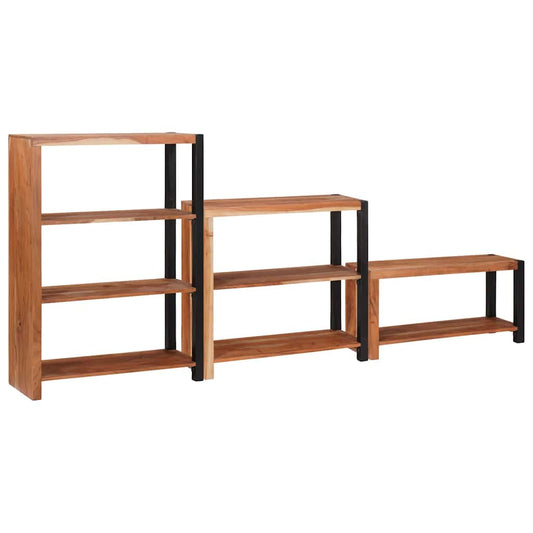 Boekenkast 3 pcs Bruin 80 x 30 x 110 cm Massief Acaciahout is nu te koop bij PeponiXL, paradijselijk wonen!