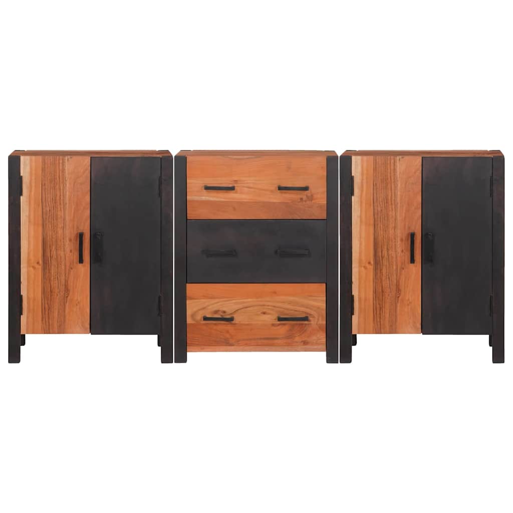 Dressoir 3 pcs Bruin 55 x 30 x 75 cm Massief Acaciahout is nu te koop bij PeponiXL, paradijselijk wonen!