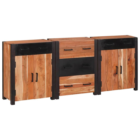 Dressoir 3 pcs Bruin 165 x 30 x 75 cm Massief Acaciahout is nu te koop bij PeponiXL, paradijselijk wonen!
