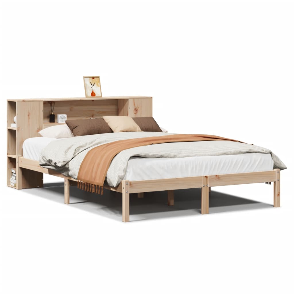Bed met boekenkast zonder matras massief grenenhout 135x190 cm is nu te koop bij PeponiXL, paradijselijk wonen!