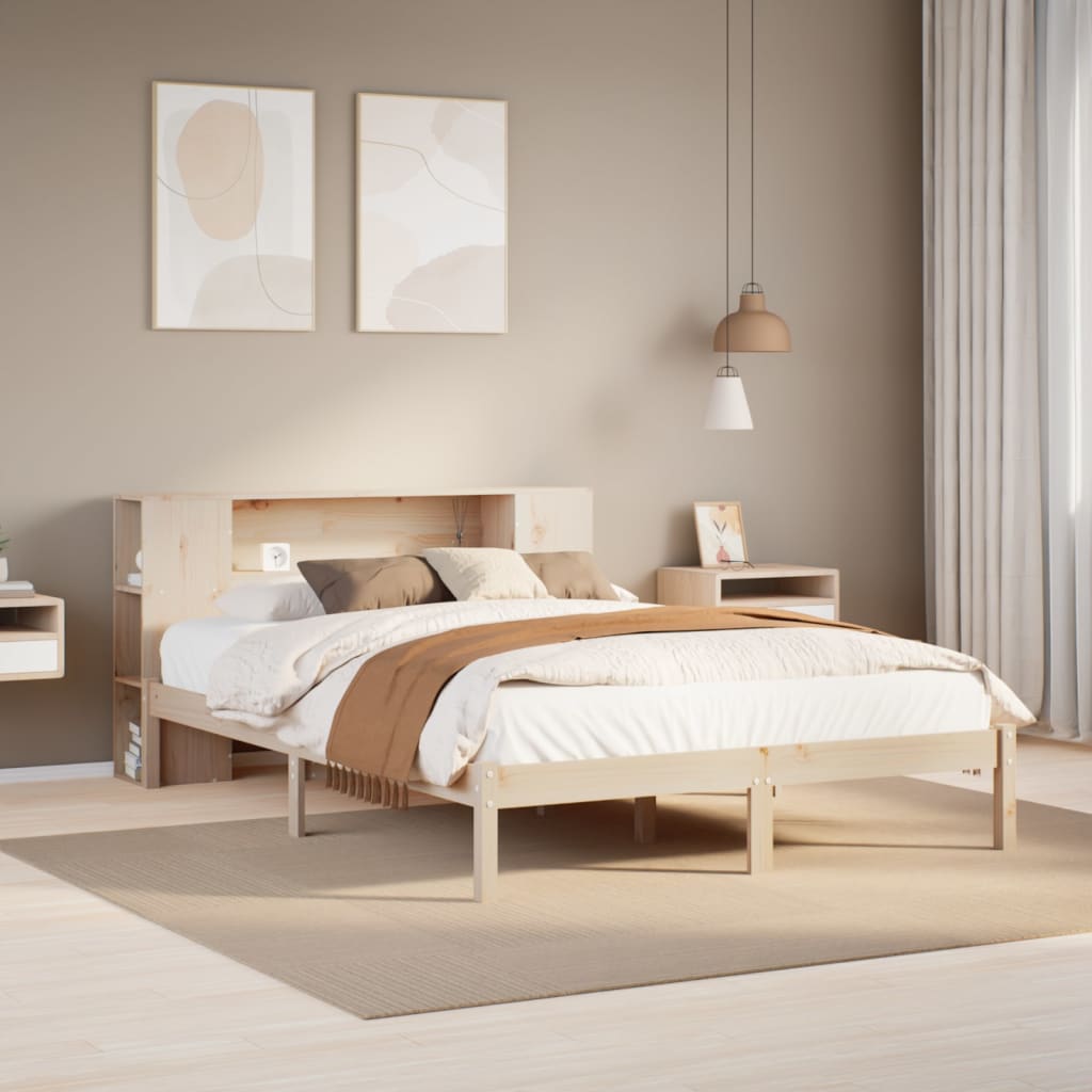 Bed met boekenkast zonder matras massief grenenhout 135x190 cm is nu te koop bij PeponiXL, paradijselijk wonen!
