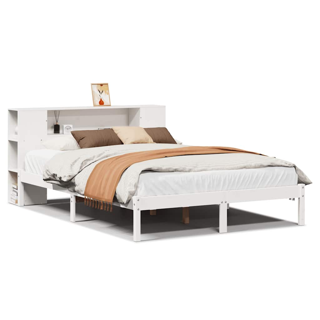Bed met boekenkast zonder matras grenenhout wit 140x200 cm is nu te koop bij PeponiXL, paradijselijk wonen!
