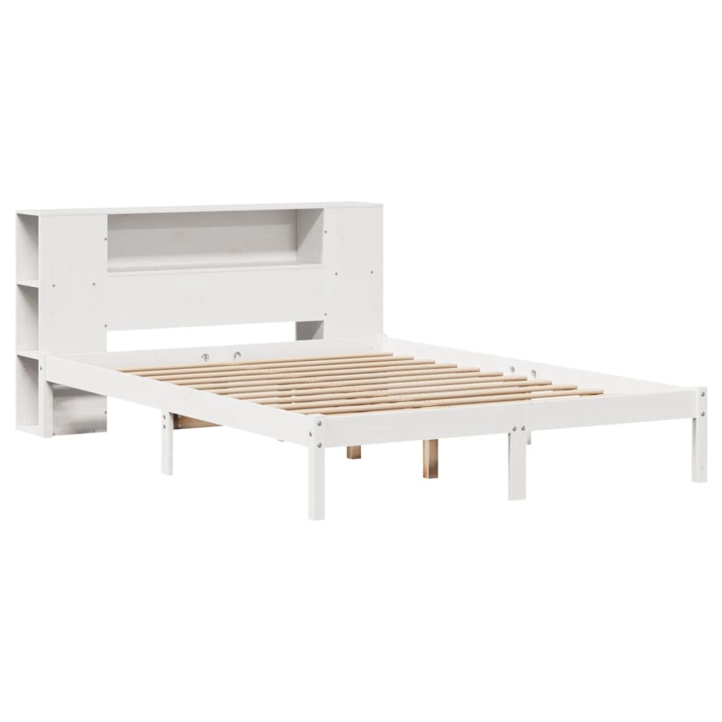 Bed met boekenkast zonder matras grenenhout wit 160x200 cm is nu te koop bij PeponiXL, paradijselijk wonen!