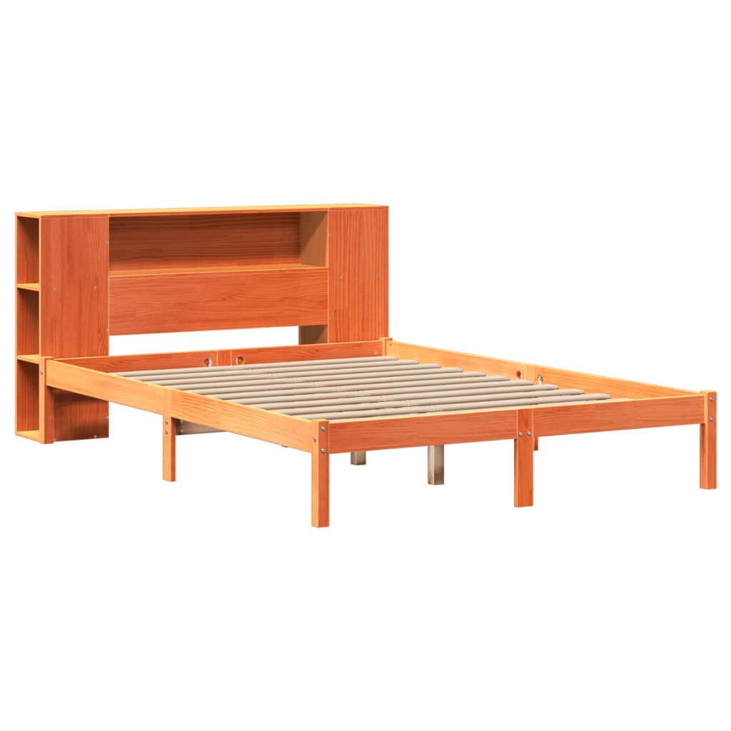 Bed met boekenkast zonder matras grenenhout wasbruin 140x190 cm is nu te koop bij PeponiXL, paradijselijk wonen!