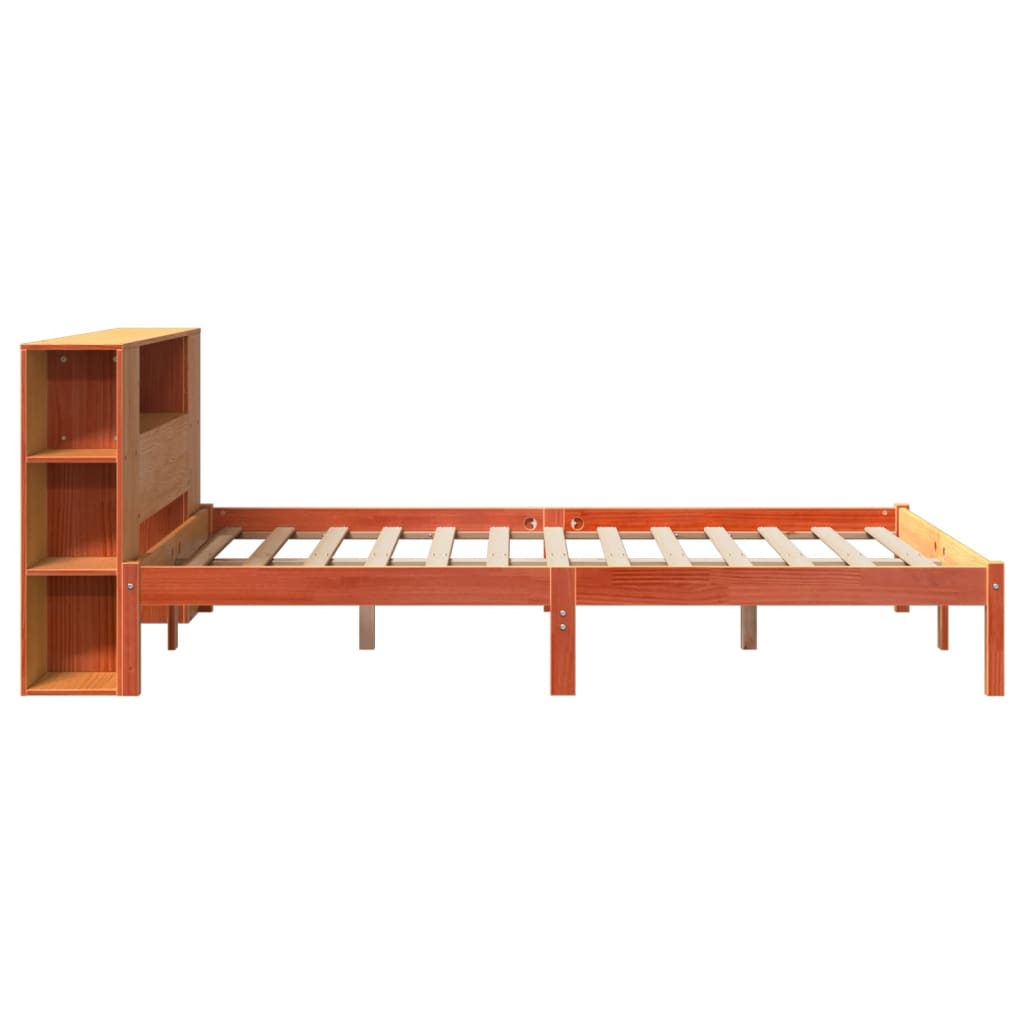 Bed met boekenkast zonder matras grenenhout wasbruin 140x200 cm is nu te koop bij PeponiXL, paradijselijk wonen!