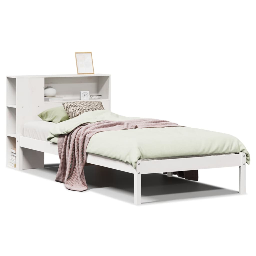 Bed met boekenkast zonder matras grenenhout wit 75x190 cm is nu te koop bij PeponiXL, paradijselijk wonen!