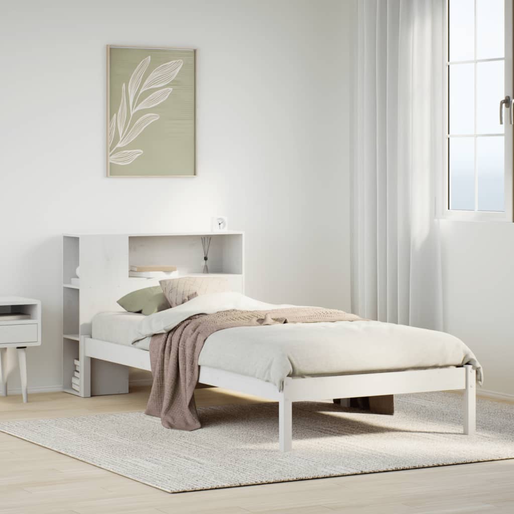 Bed met boekenkast zonder matras grenenhout wit 75x190 cm is nu te koop bij PeponiXL, paradijselijk wonen!