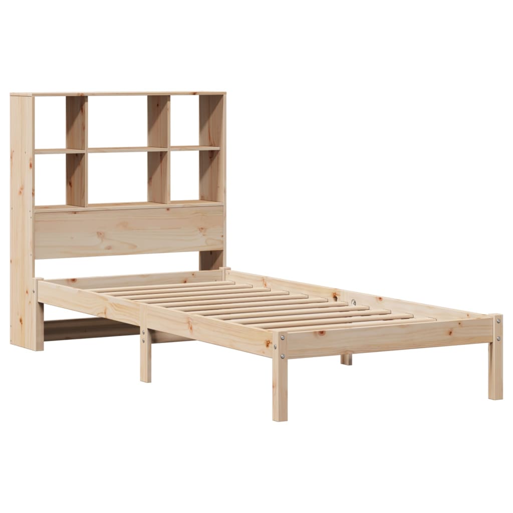 Bed met boekenkast zonder matras massief grenenhout 90x200 cm