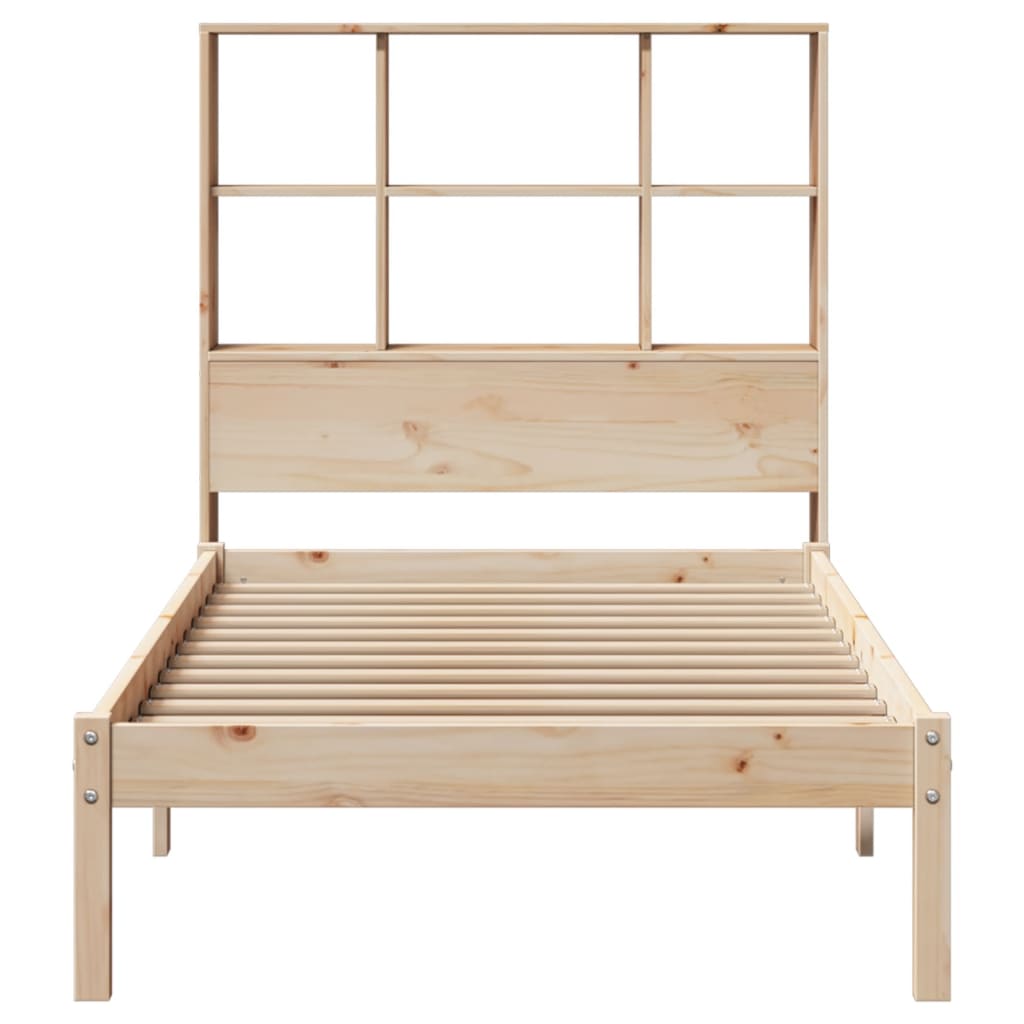 Bed met boekenkast zonder matras massief grenenhout 90x200 cm
