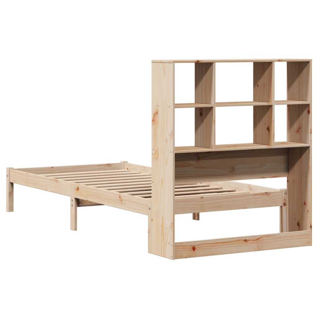 Bed met boekenkast zonder matras massief grenenhout 90x200 cm