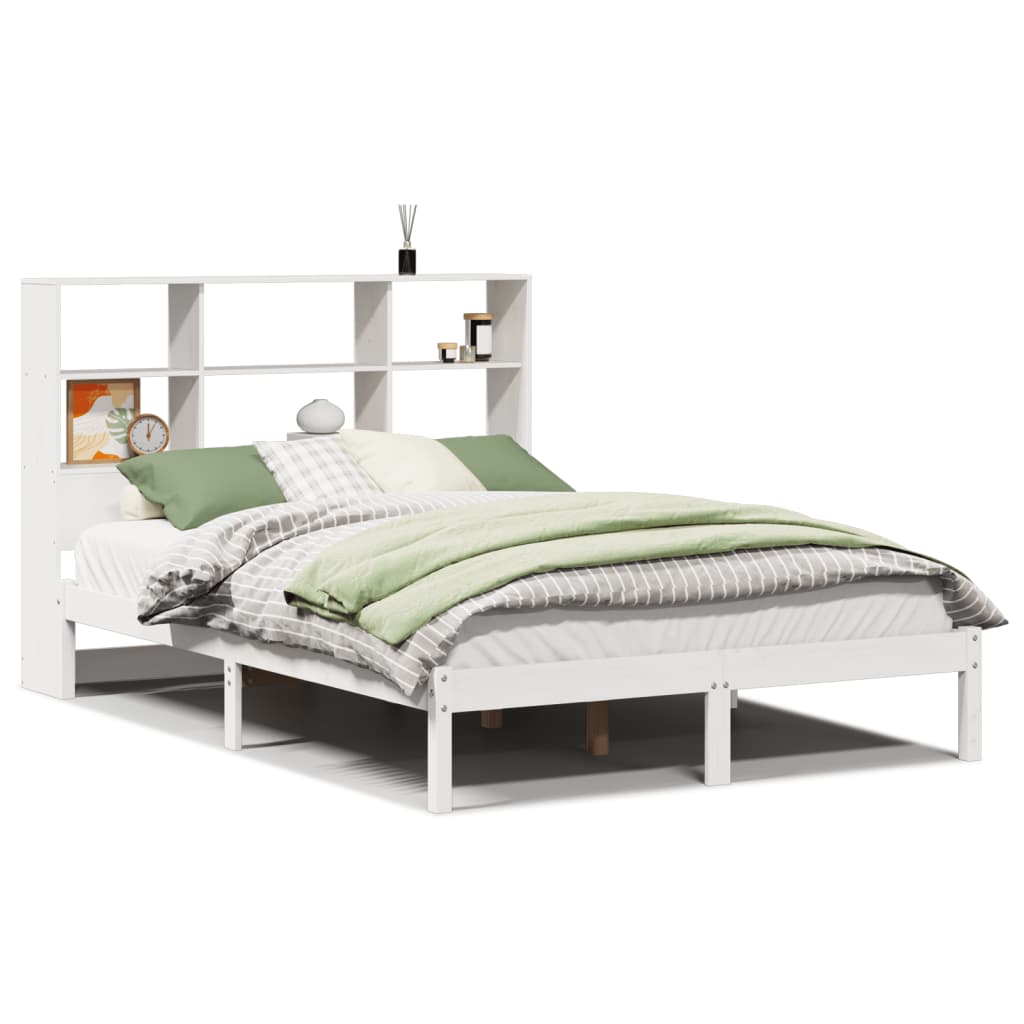 Bed met boekenkast zonder matras grenenhout wit 140x200 cm is nu te koop bij PeponiXL, paradijselijk wonen!