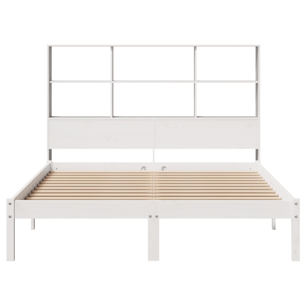 Bed met boekenkast zonder matras grenenhout wit 140x200 cm is nu te koop bij PeponiXL, paradijselijk wonen!