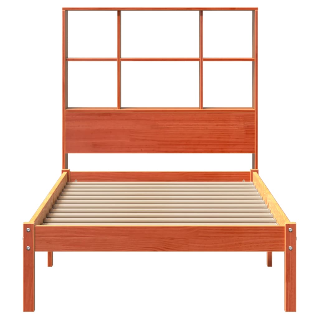 Bed met boekenkast zonder matras grenenhout wasbruin 75x190 cm is nu te koop bij PeponiXL, paradijselijk wonen!