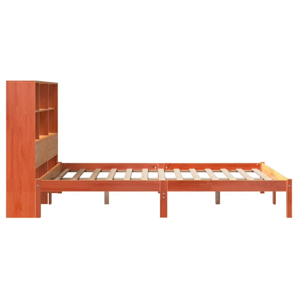 Bed met boekenkast zonder matras grenenhout wasbruin 135x190 cm is nu te koop bij PeponiXL, paradijselijk wonen!