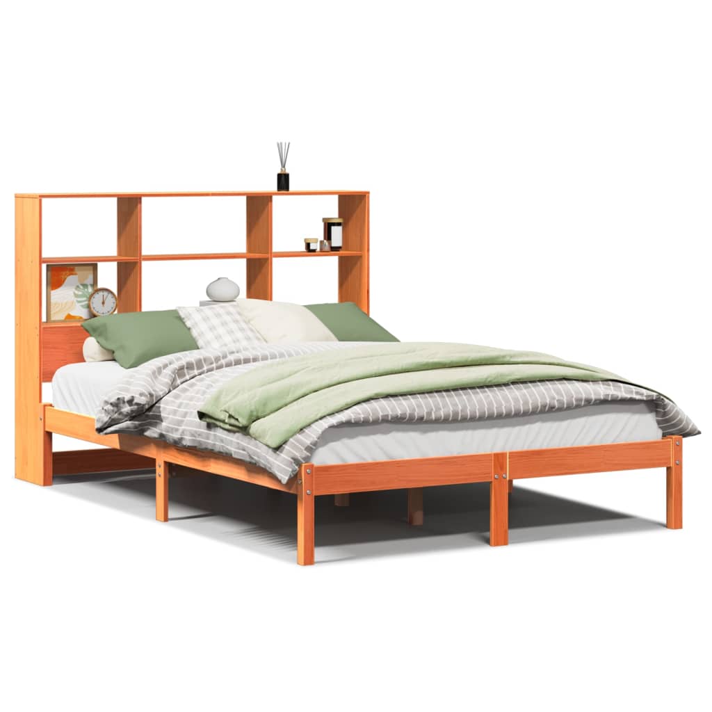 Bed met boekenkast zonder matras grenenhout wasbruin 140x190 cm is nu te koop bij PeponiXL, paradijselijk wonen!