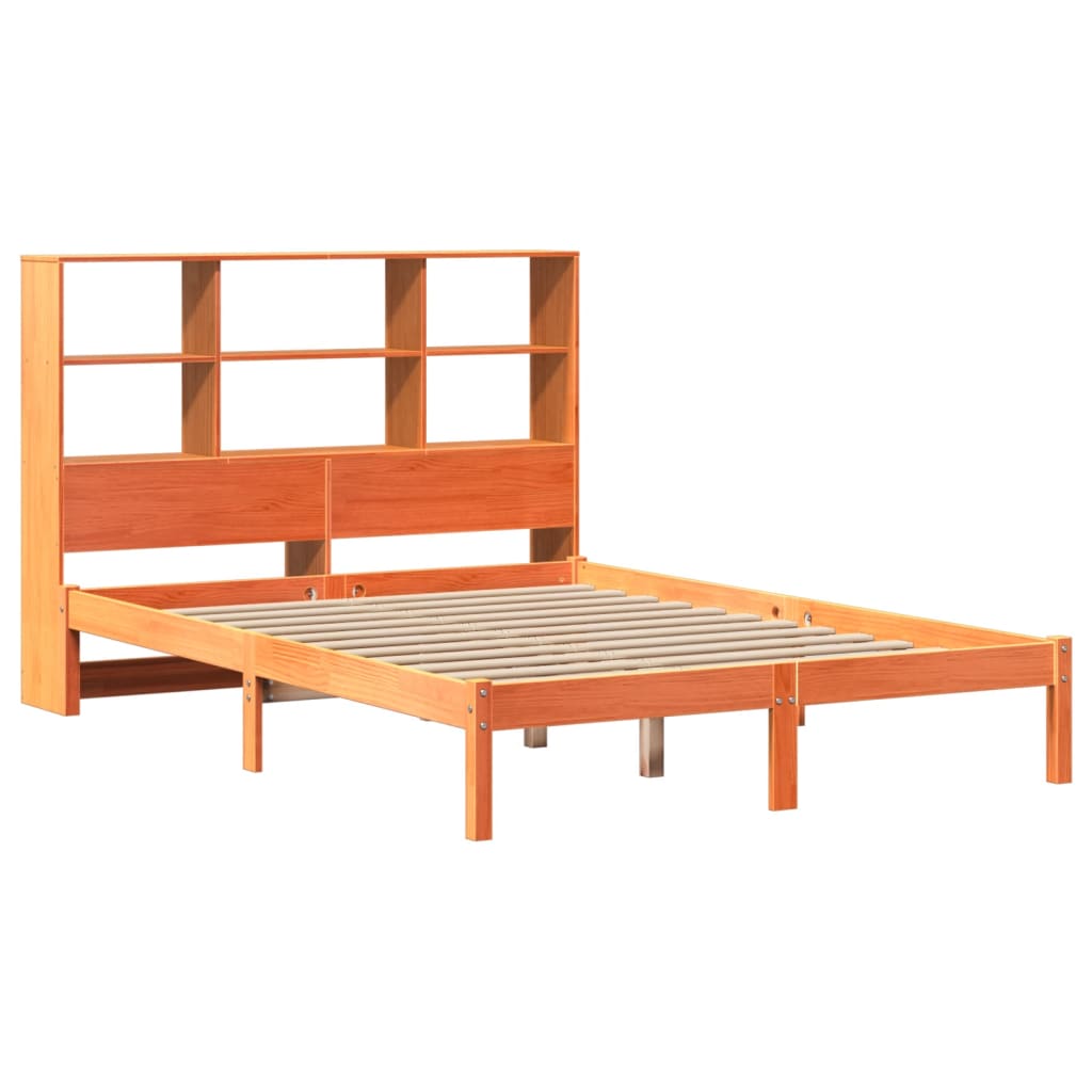 Bed met boekenkast zonder matras grenenhout wasbruin 140x190 cm is nu te koop bij PeponiXL, paradijselijk wonen!