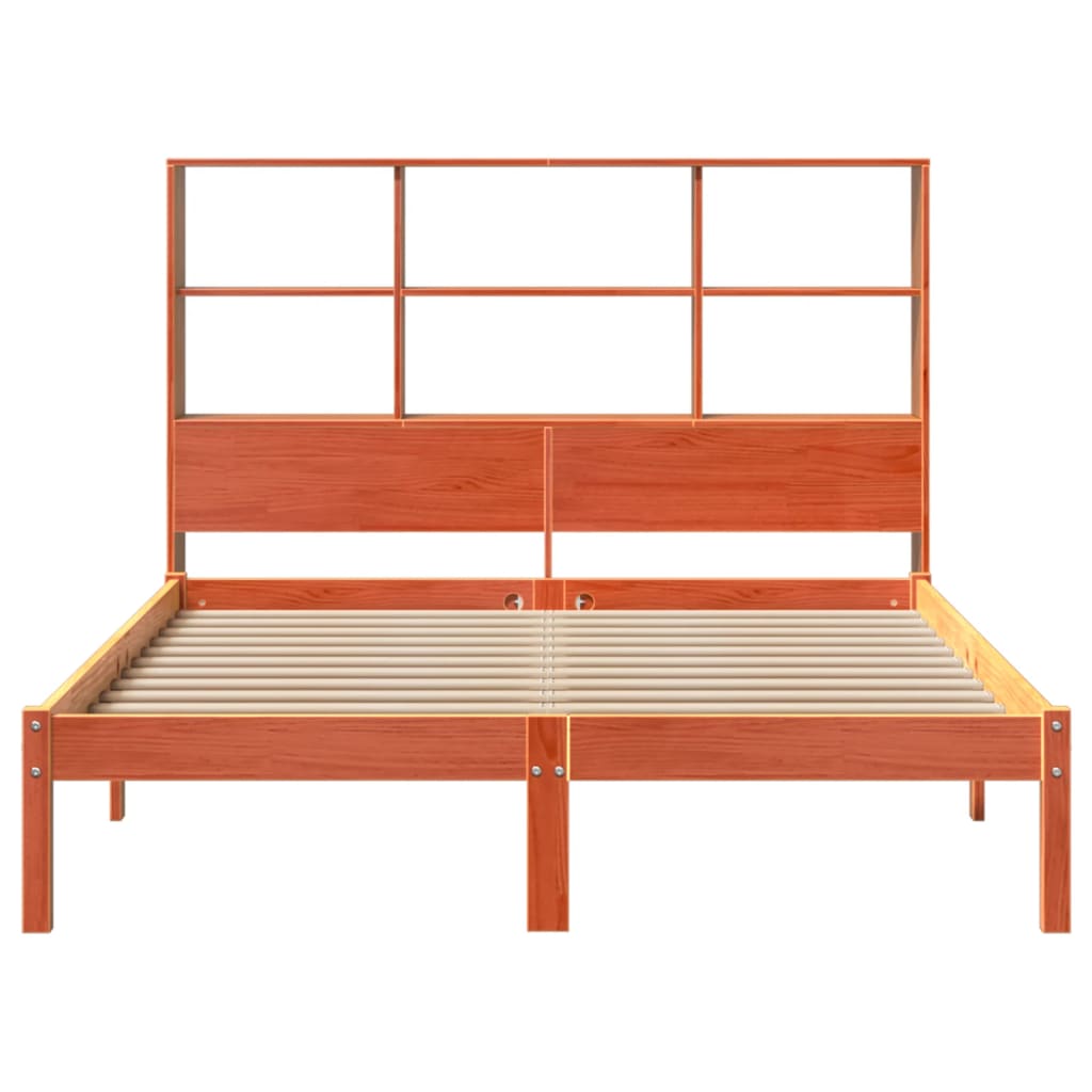 Bed met boekenkast zonder matras grenenhout wasbruin 140x190 cm is nu te koop bij PeponiXL, paradijselijk wonen!