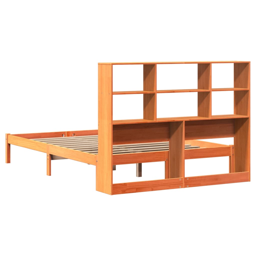 Bed met boekenkast zonder matras grenenhout wasbruin 140x190 cm is nu te koop bij PeponiXL, paradijselijk wonen!