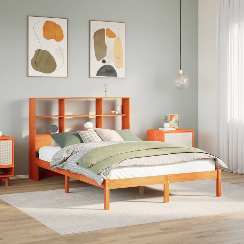 Bed met boekenkast zonder matras grenenhout wasbruin 140x190 cm is nu te koop bij PeponiXL, paradijselijk wonen!