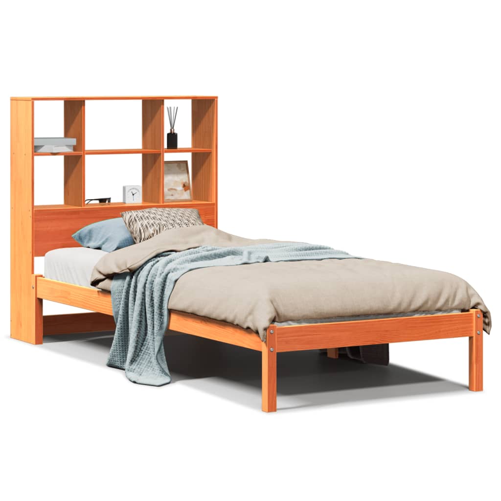 Bed met boekenkast zonder matras grenenhout wasbruin 100x200 cm is nu te koop bij PeponiXL, paradijselijk wonen!