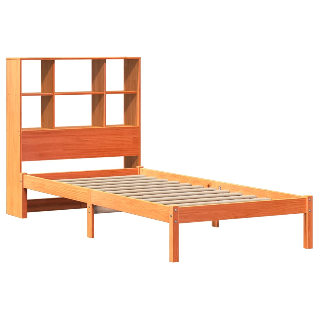 Bed met boekenkast zonder matras grenenhout wasbruin 100x200 cm is nu te koop bij PeponiXL, paradijselijk wonen!