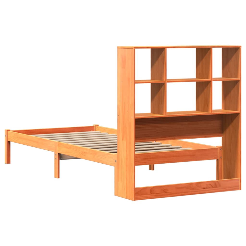 Bed met boekenkast zonder matras grenenhout wasbruin 100x200 cm is nu te koop bij PeponiXL, paradijselijk wonen!