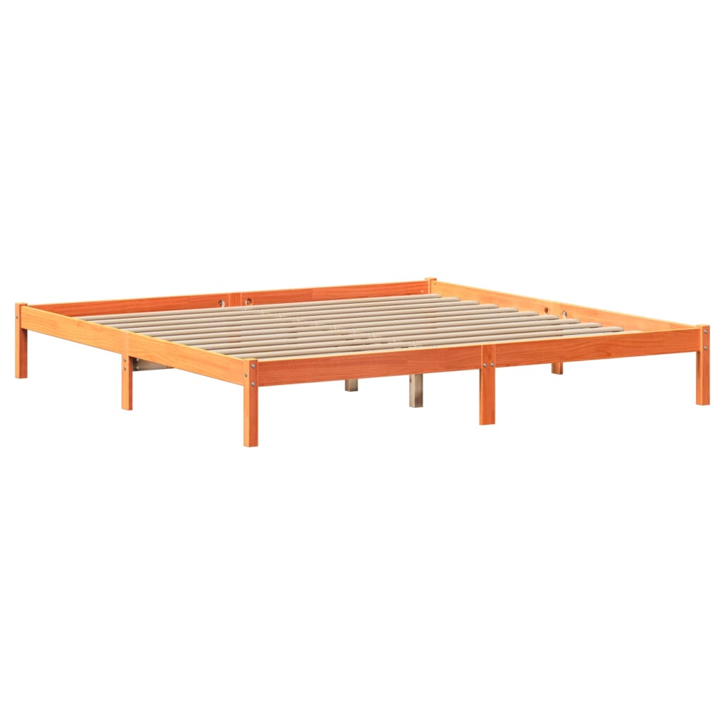 Bed met boekenkast zonder matras grenenhout wasbruin 200x200 cm is nu te koop bij PeponiXL, paradijselijk wonen!