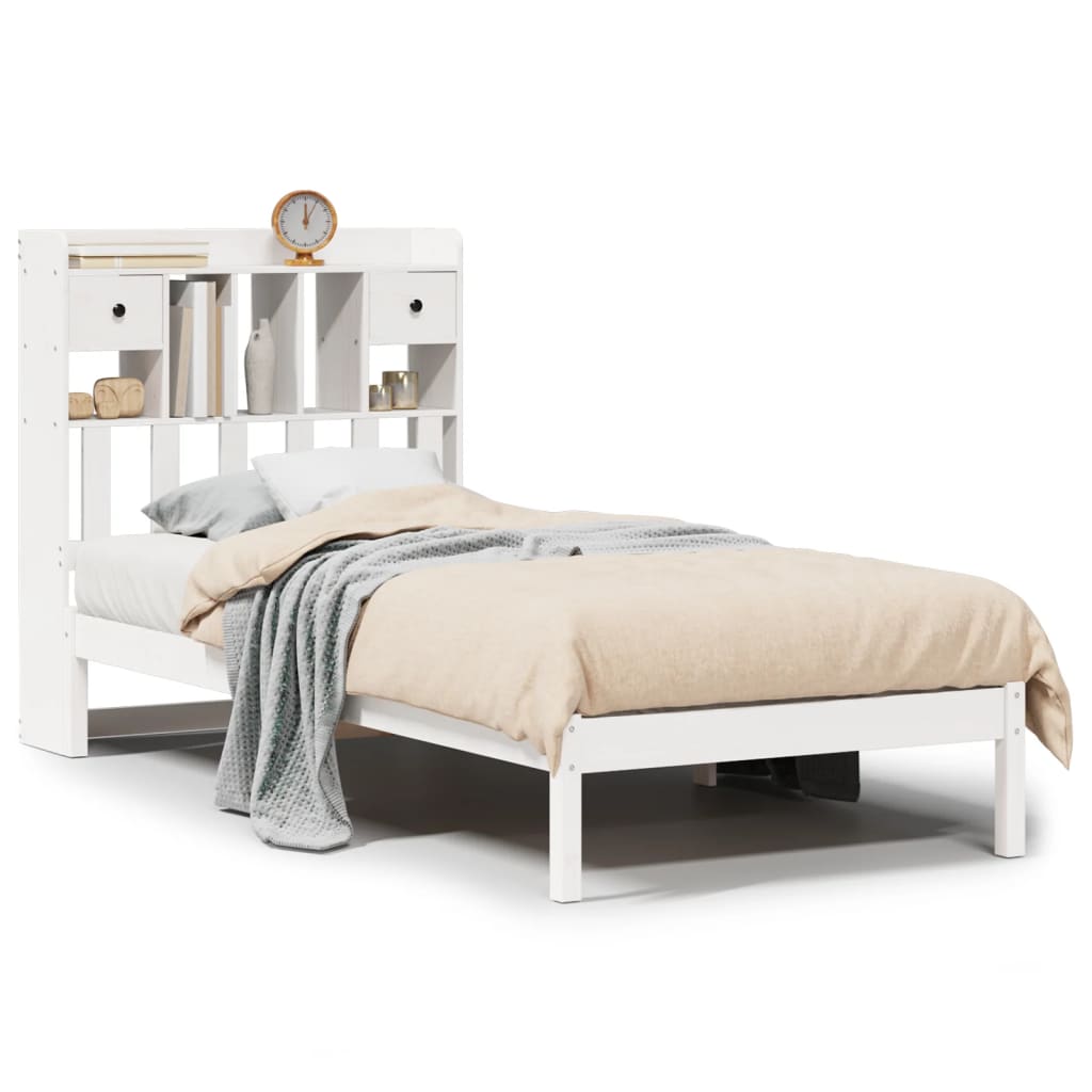 Bed met boekenkast zonder matras grenenhout wit 75x190 cm is nu te koop bij PeponiXL, paradijselijk wonen!