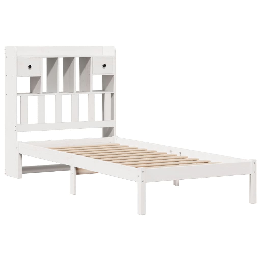 Bed met boekenkast zonder matras grenenhout wit 75x190 cm is nu te koop bij PeponiXL, paradijselijk wonen!