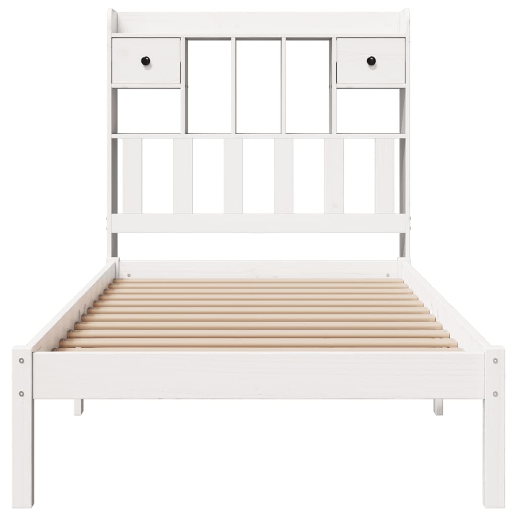 Bed met boekenkast zonder matras grenenhout wit 75x190 cm is nu te koop bij PeponiXL, paradijselijk wonen!