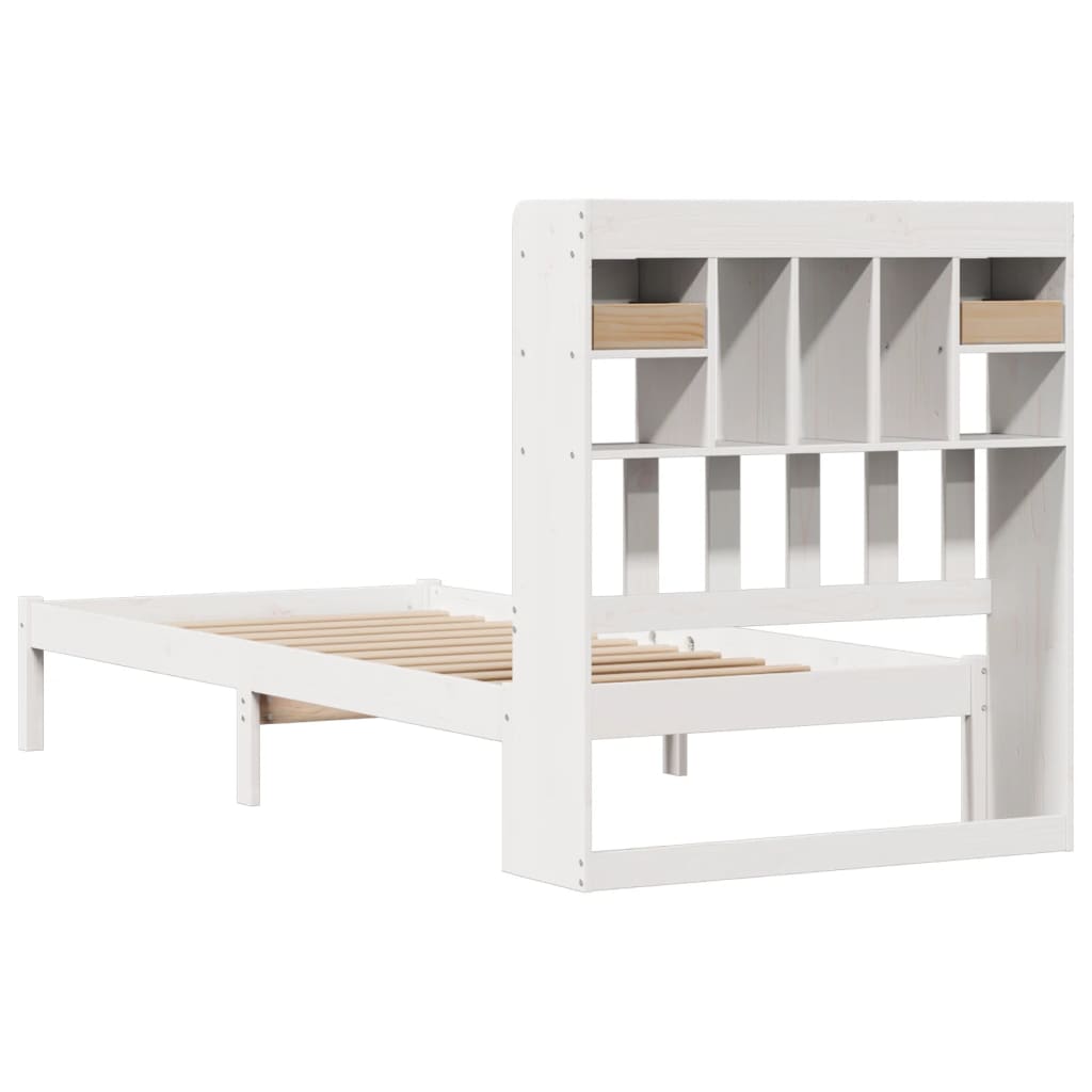 Bed met boekenkast zonder matras grenenhout wit 75x190 cm is nu te koop bij PeponiXL, paradijselijk wonen!