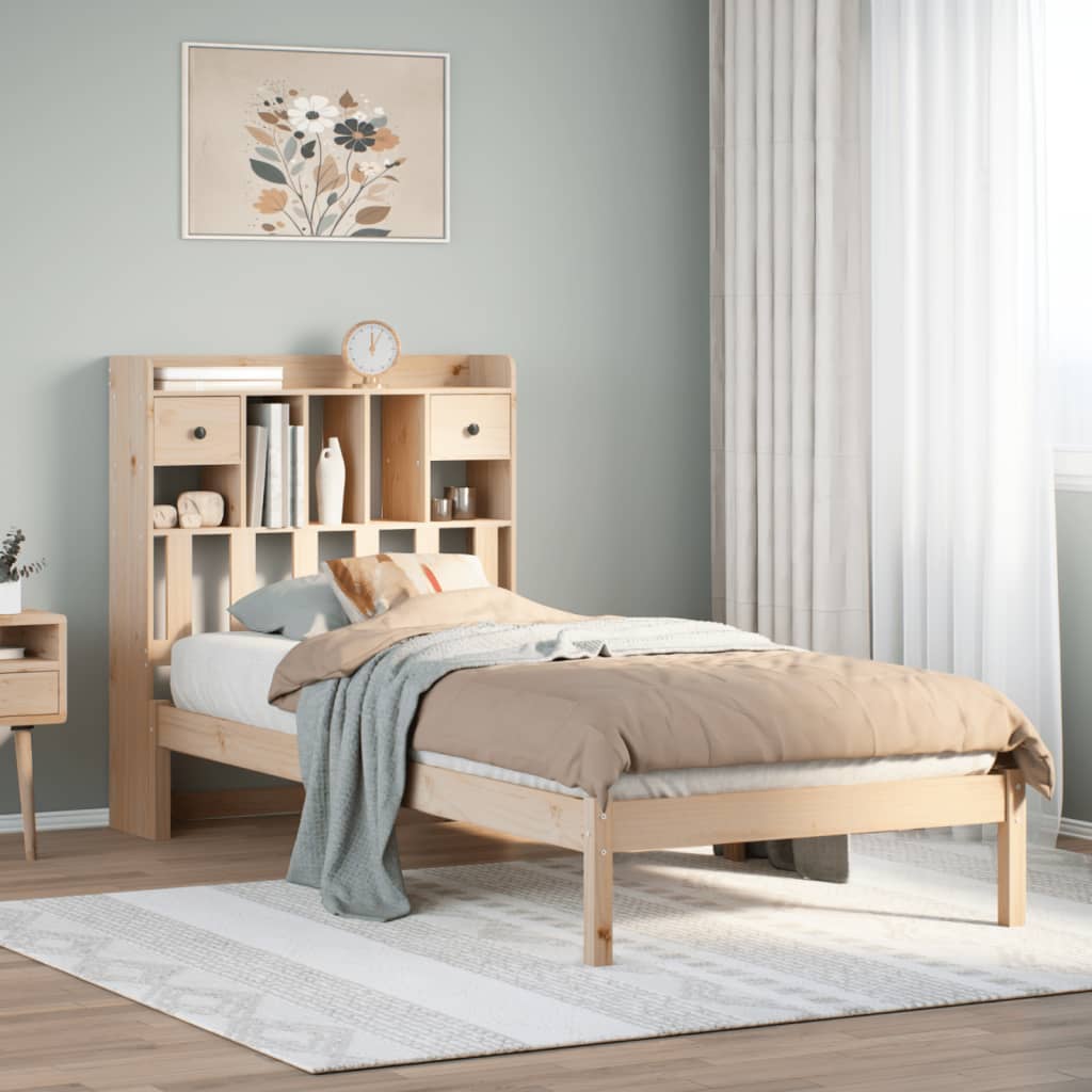 Bed met boekenkast zonder matras massief grenenhout 90x190 cm is nu te koop bij PeponiXL, paradijselijk wonen!