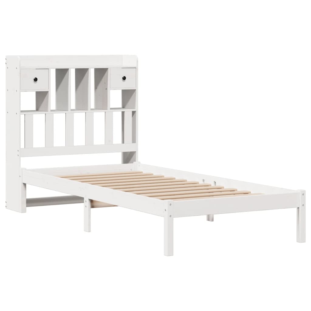 Bed met boekenkast zonder matras grenenhout wit 90x190 cm is nu te koop bij PeponiXL, paradijselijk wonen!
