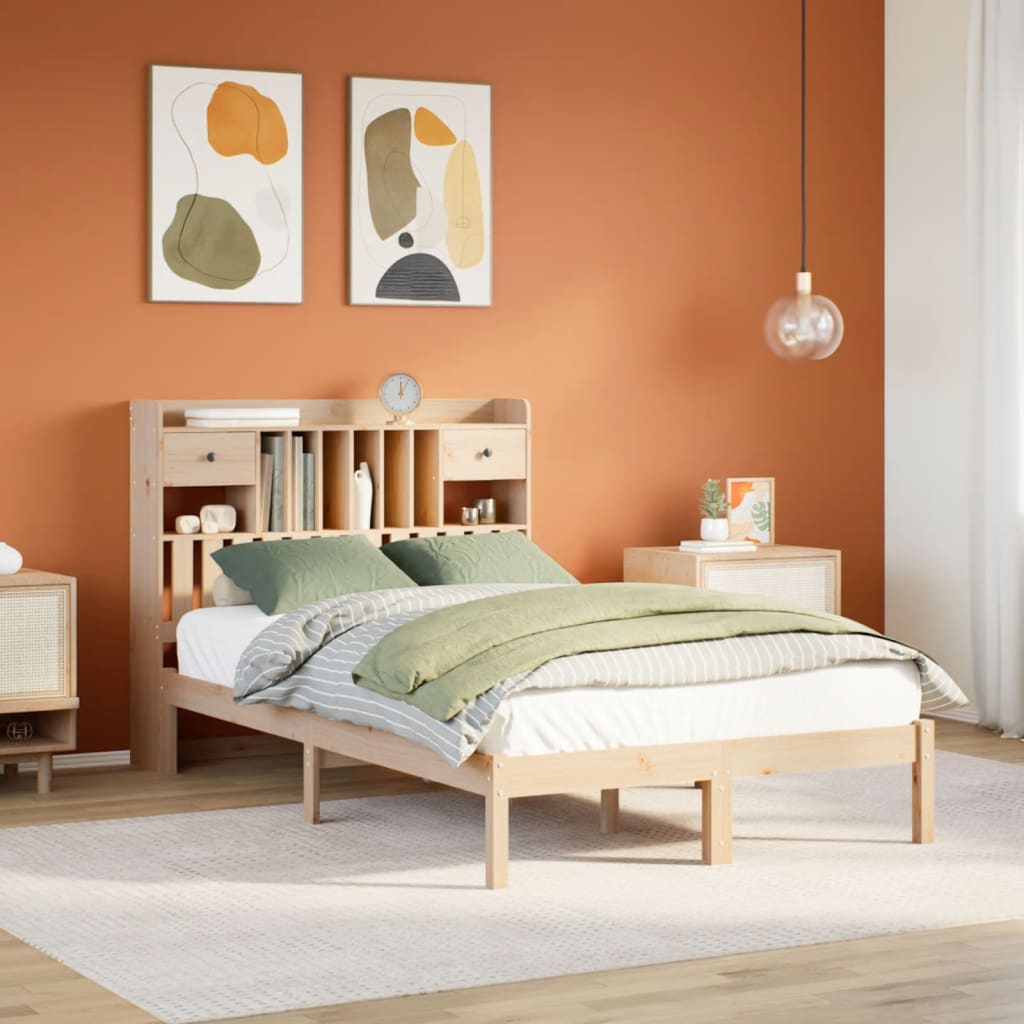 Bed met boekenkast zonder matras massief grenenhout 135x190 cm is nu te koop bij PeponiXL, paradijselijk wonen!