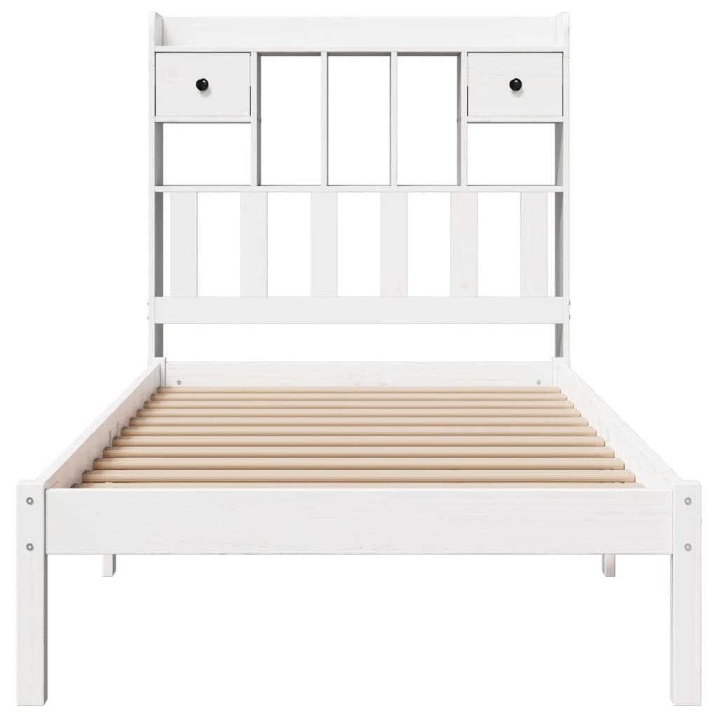 Bed met boekenkast zonder matras grenenhout wit 90x200 cm is nu te koop bij PeponiXL, paradijselijk wonen!
