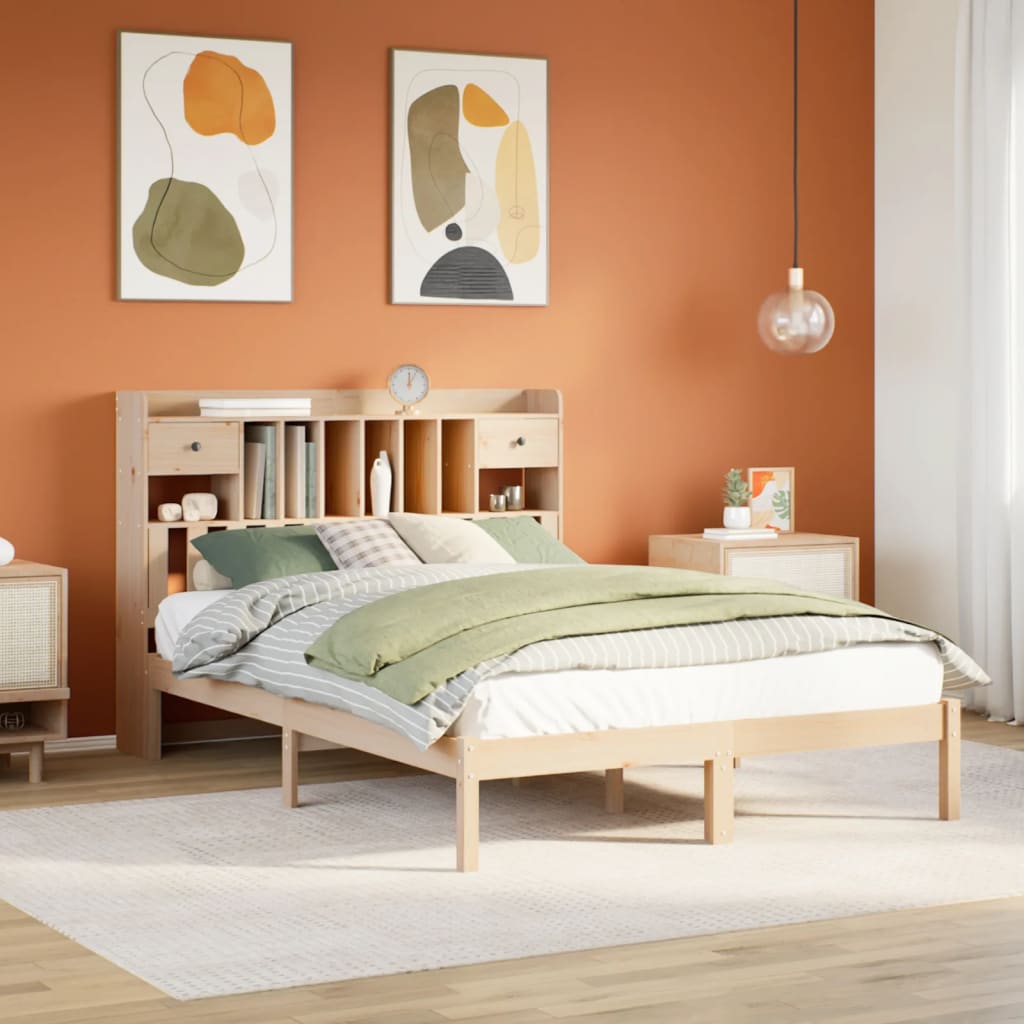 Bed met boekenkast zonder matras massief grenenhout 140x200 cm is nu te koop bij PeponiXL, paradijselijk wonen!