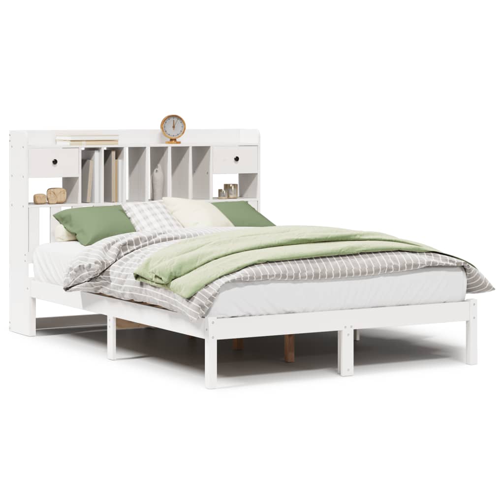 Bed met boekenkast zonder matras grenenhout wit 140x200 cm is nu te koop bij PeponiXL, paradijselijk wonen!