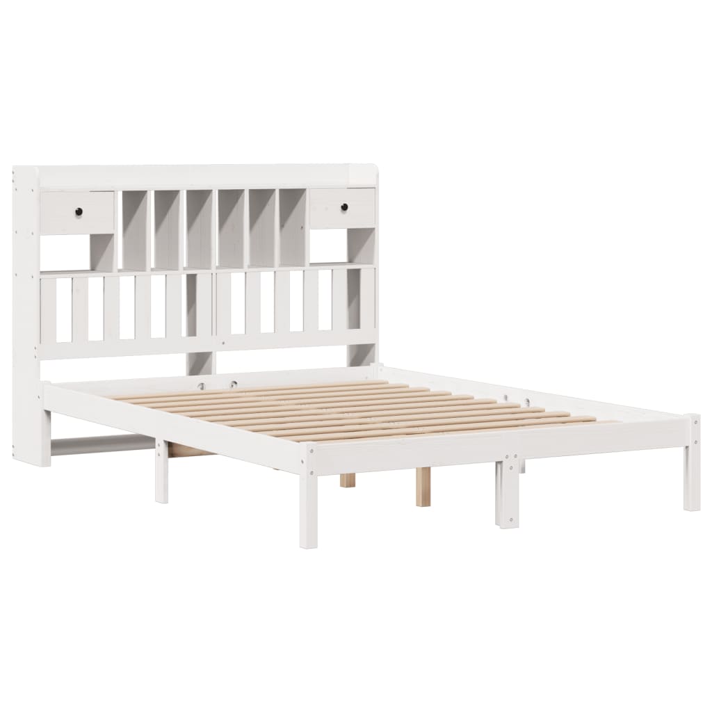 Bed met boekenkast zonder matras grenenhout wit 140x200 cm is nu te koop bij PeponiXL, paradijselijk wonen!