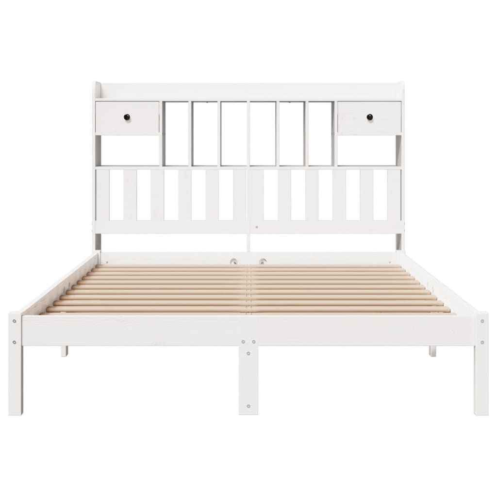Bed met boekenkast zonder matras grenenhout wit 150x200 cm