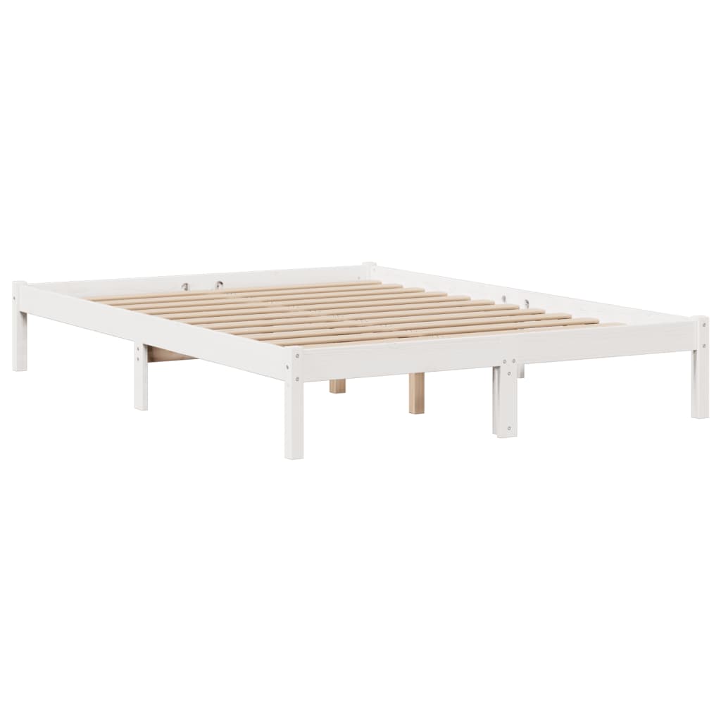 Bed met boekenkast zonder matras grenenhout wit 150x200 cm