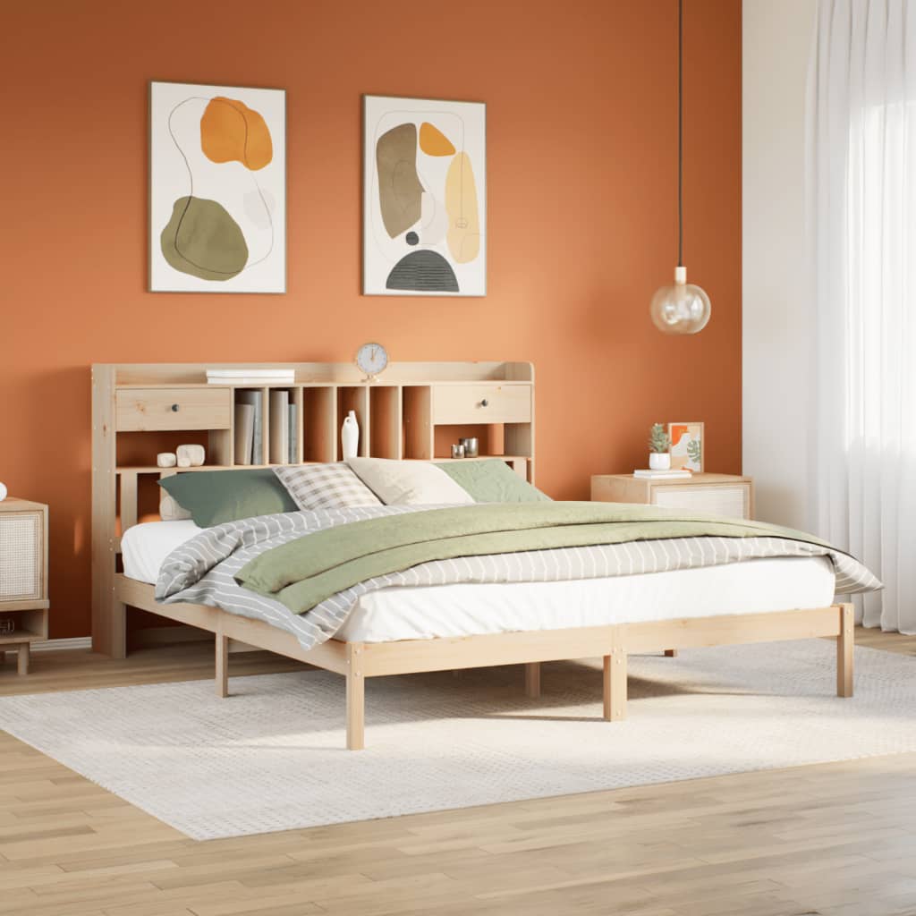 Bed met boekenkast zonder matras massief grenenhout 180x200 cm is nu te koop bij PeponiXL, paradijselijk wonen!