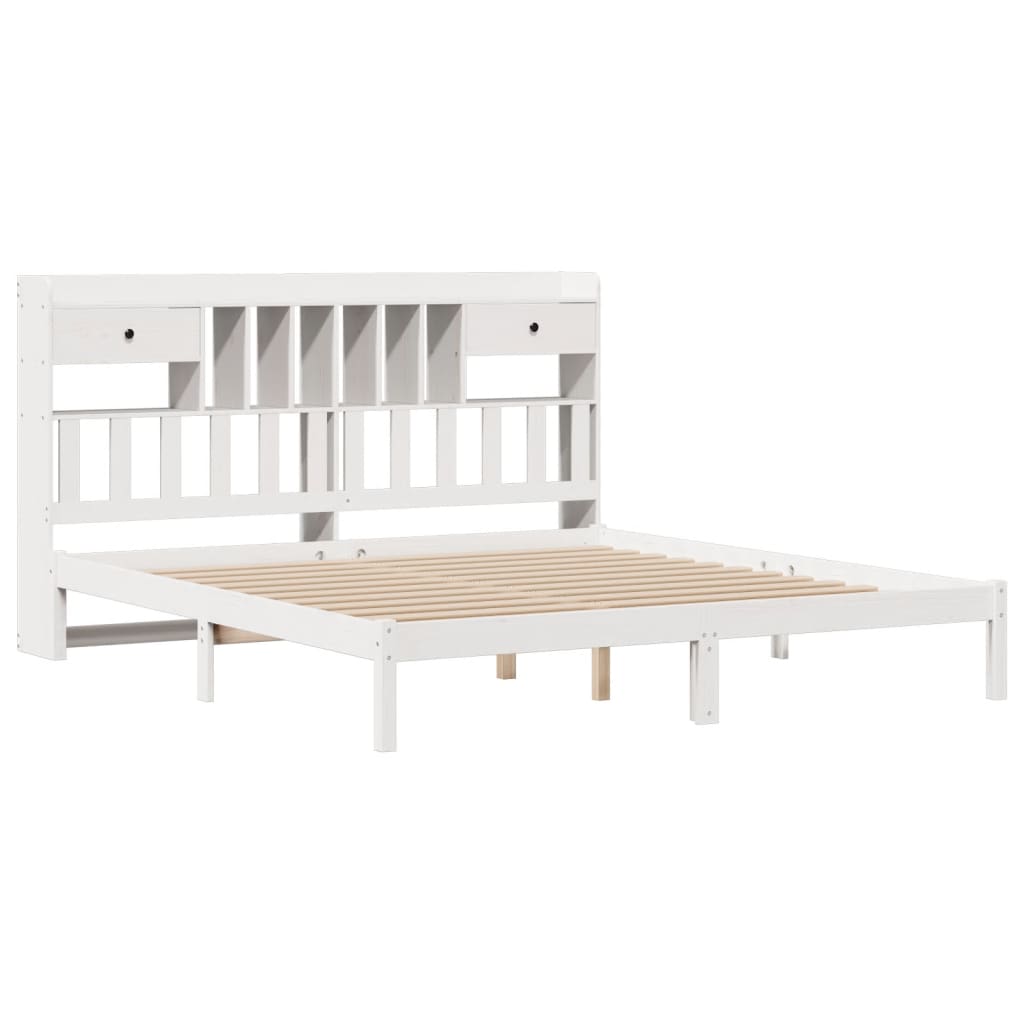 Bed met boekenkast zonder matras grenenhout wit 180x200 cm is nu te koop bij PeponiXL, paradijselijk wonen!