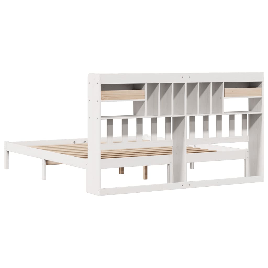 Bed met boekenkast zonder matras grenenhout wit 180x200 cm is nu te koop bij PeponiXL, paradijselijk wonen!