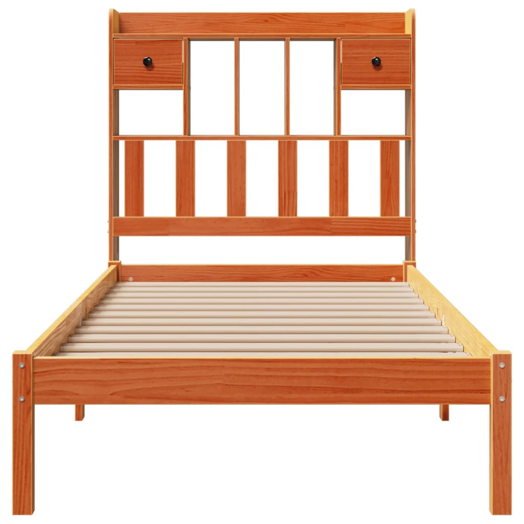Bed met boekenkast zonder matras grenenhout wasbruin 75x190 cm is nu te koop bij PeponiXL, paradijselijk wonen!