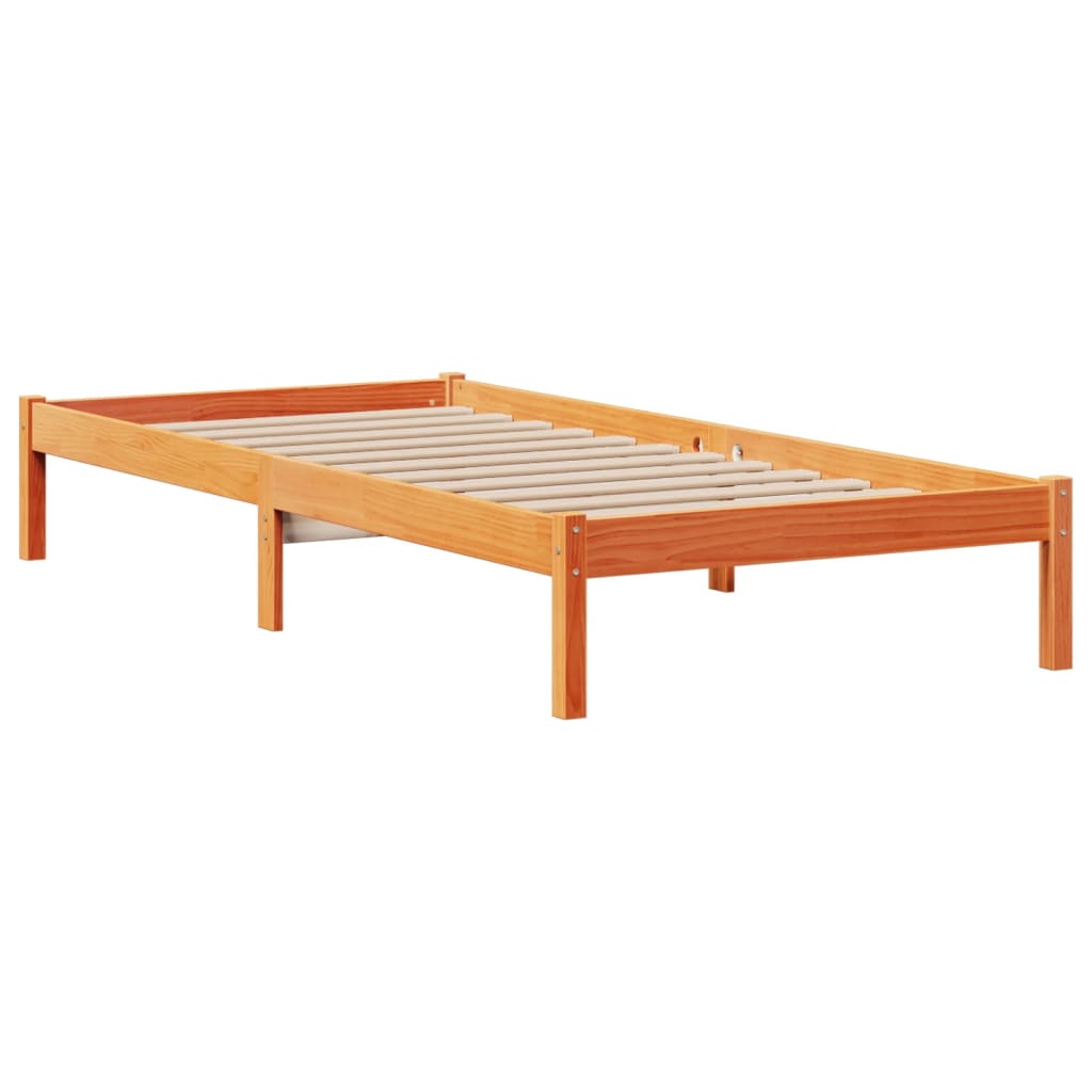 Bed met boekenkast zonder matras grenenhout wasbruin 75x190 cm is nu te koop bij PeponiXL, paradijselijk wonen!