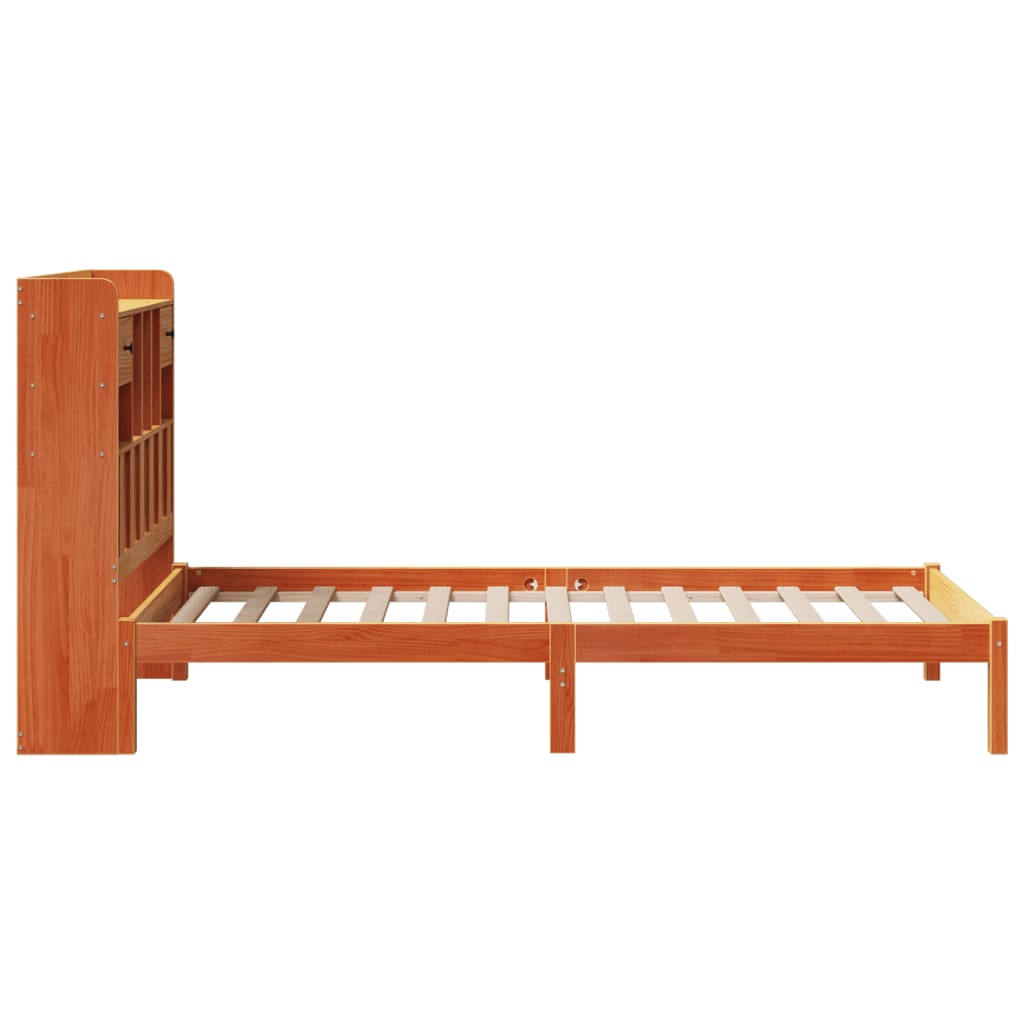 Bed met boekenkast zonder matras grenenhout wasbruin 75x190 cm is nu te koop bij PeponiXL, paradijselijk wonen!