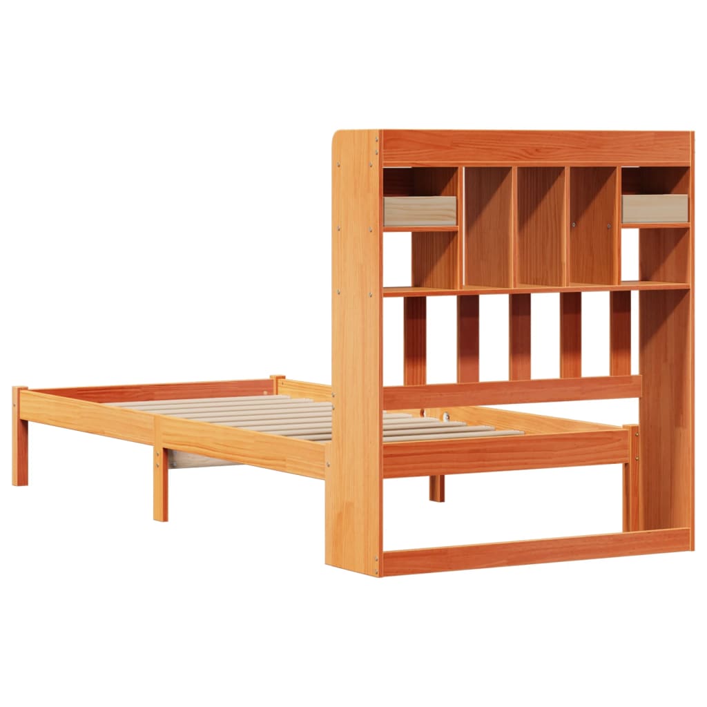 Bed met boekenkast zonder matras grenenhout wasbruin 75x190 cm is nu te koop bij PeponiXL, paradijselijk wonen!