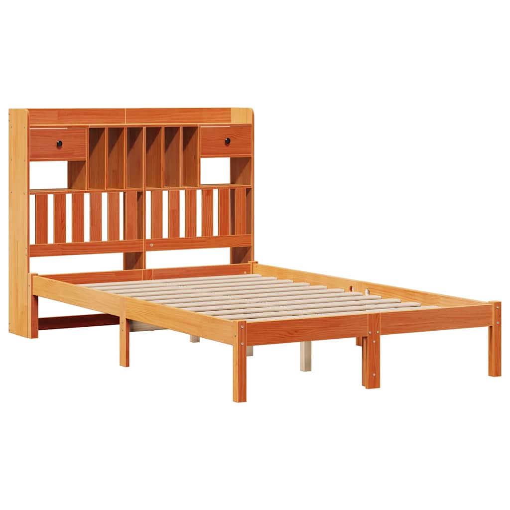 Bed met boekenkast zonder matras grenenhout wasbruin 135x190 cm is nu te koop bij PeponiXL, paradijselijk wonen!