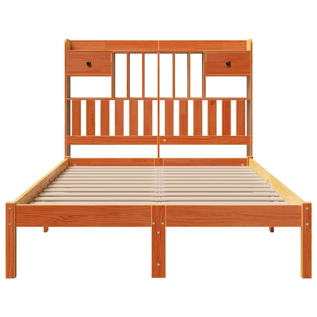 Bed met boekenkast zonder matras grenenhout wasbruin 135x190 cm is nu te koop bij PeponiXL, paradijselijk wonen!
