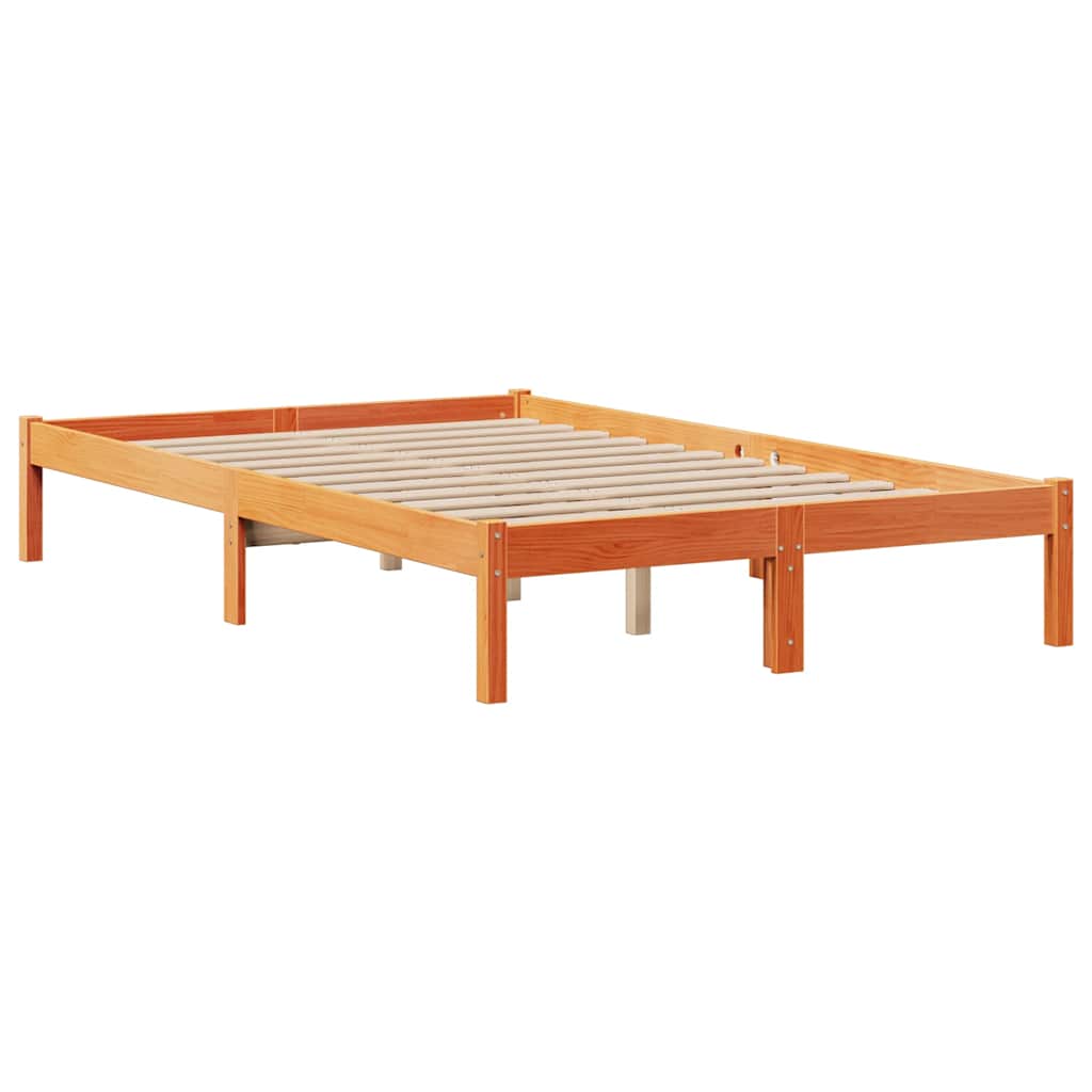 Bed met boekenkast zonder matras grenenhout wasbruin 135x190 cm is nu te koop bij PeponiXL, paradijselijk wonen!